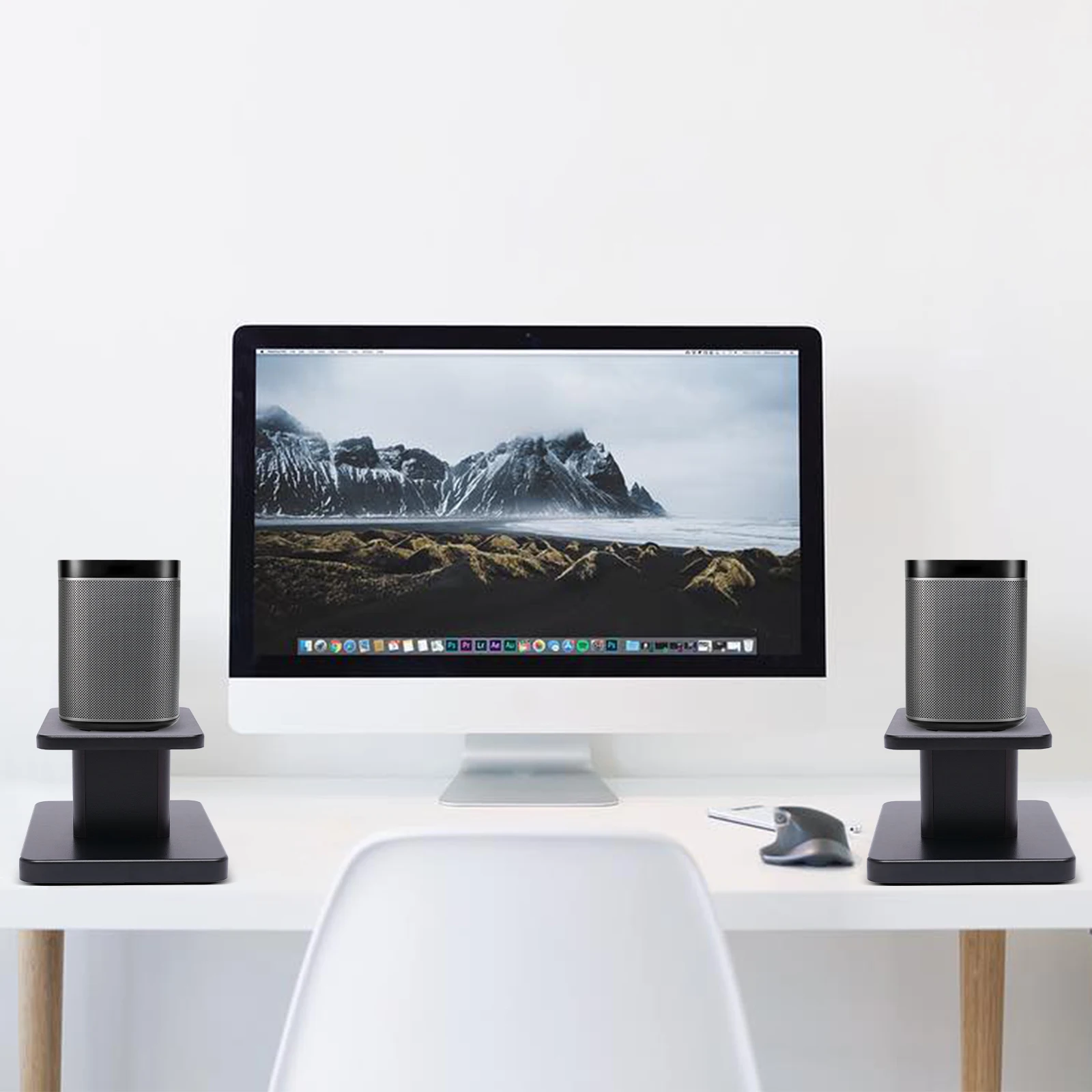 15kg Capacity Speaker Stand, Anti-Vibration Design, MDF Construction w/Sand-Fillable Base for Home/Bookshelf/Computer Speakers