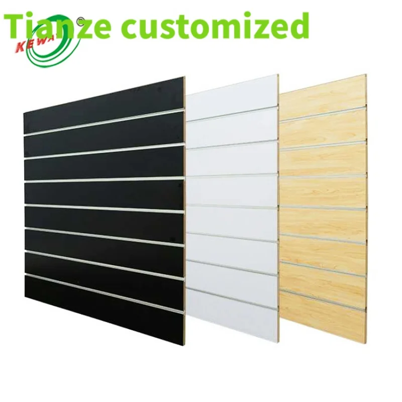 (customized)Hot Sale Contemporary Design MDF Slatwall Board Panels 1220x2440x18mm Supermarket Interior E1 Formaldehyde Emission