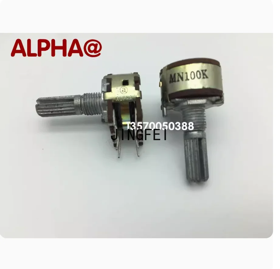 1pcs ALPHA Taiwan brand RK16 potentiometer dual NM100K with a midpoint shaft length of 20MM, including thread measurement
