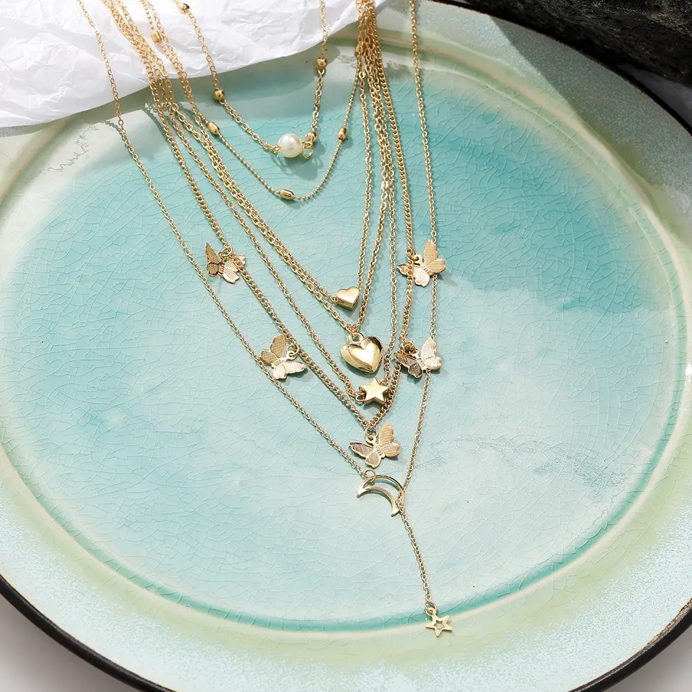6pcs Necklace European And American Simple Temperament Lovely Atmosphere Star Moon Popular Lady Necklace Set For Women image 2