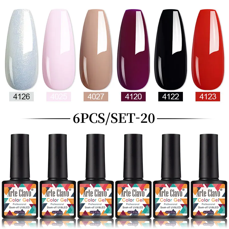 Arte Clavo 6 unids/set 8ml Kit de esmalte de uñas de Gel con purpurina Ultra brillo Color desnudo Gel Nail Art Soak Off UV LED barniz de Gel para manicura