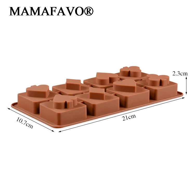 Silicone Poker Hearts Diamonds Spades Clubs Shape Chocolate Biscuit Mold Pastry And Confectionery Molds Baking Tool  K622