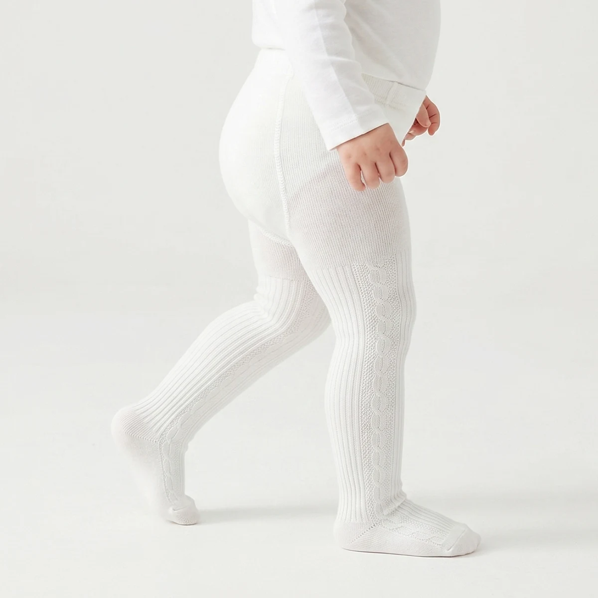 3PCS Infant Vertical Texture Tights, Elastic Slim Fit Kids Footed Pantyhose, Outdoor Daily Girls Stockings