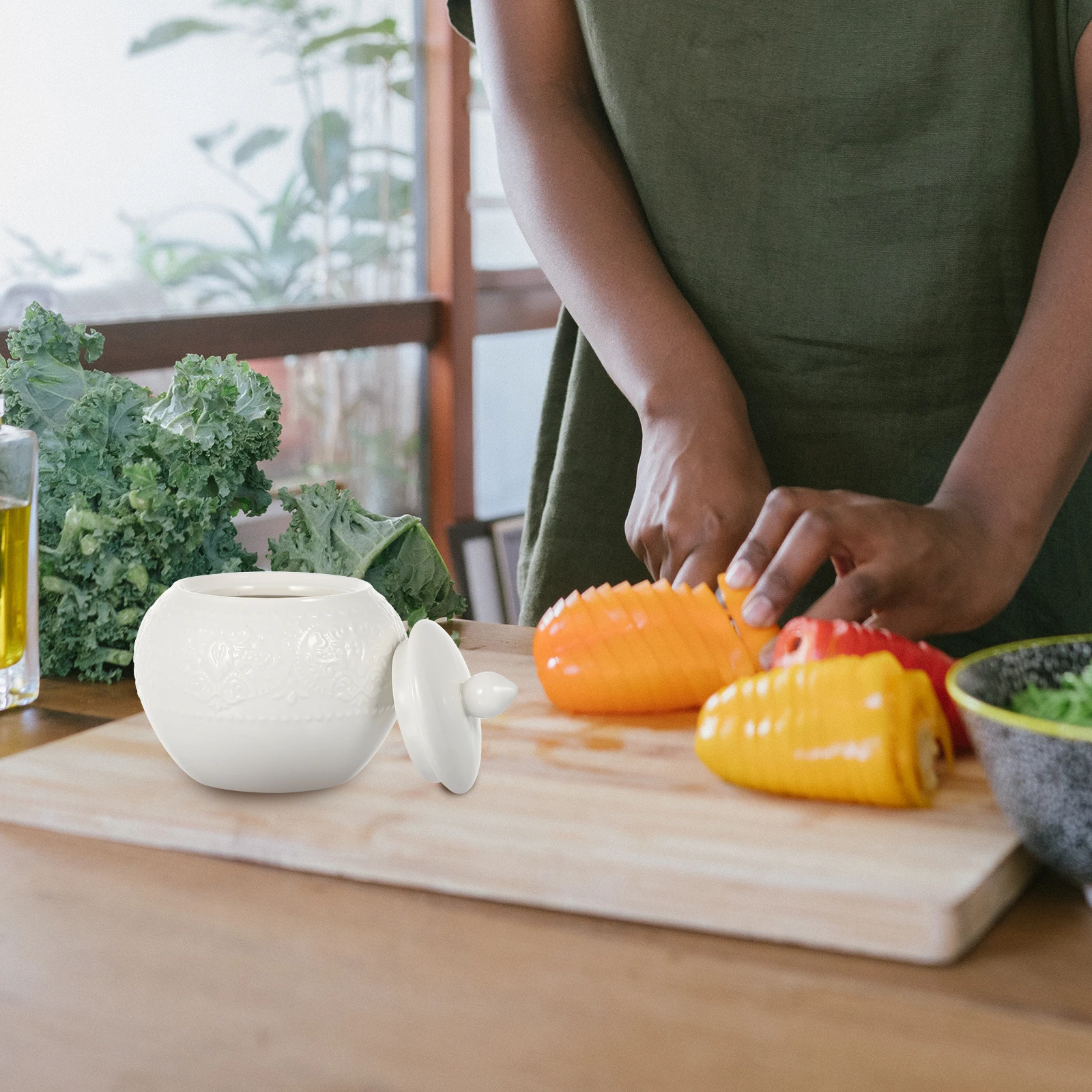 

Large Capacity Ceramic Sugar Canister for Coffee Candy Storage Jar Kitchen Pantry Organization Food Container Decorative Desktop