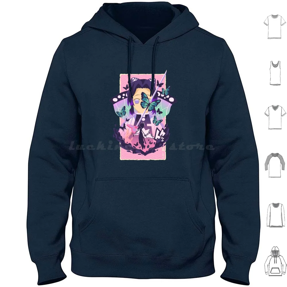 Shino-Bu Hoodies Long Sleeve Shinobu Kocho Shinobu Kocho Hashira Insect Hashira Hashira Demon Corps Tsuguko Flower