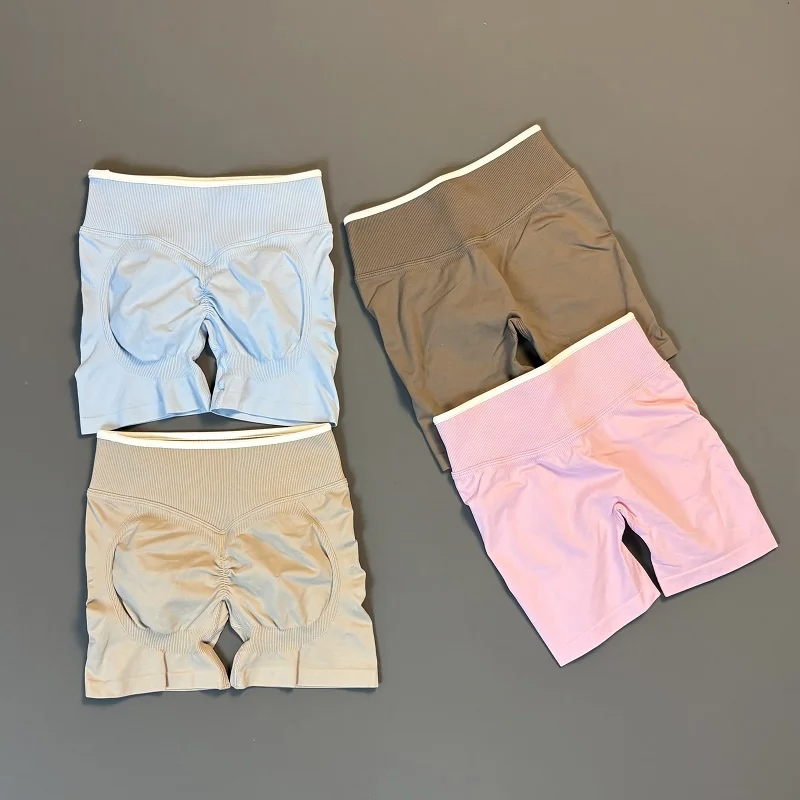 Women Seamless Gym Shorts Scrunch Bum Lifting Tummy Control Breathable Workout Biker Shorts For Fitness Running Training