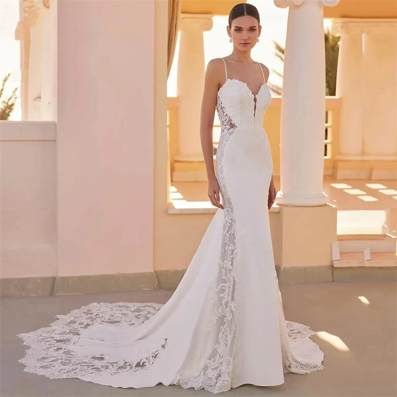 

Graceful Wedding Dresses For Women 2024 Sexy Bridal Gowns Lace Appliques Spaghetti Straps Floor Length Robes Vestidos De Novia