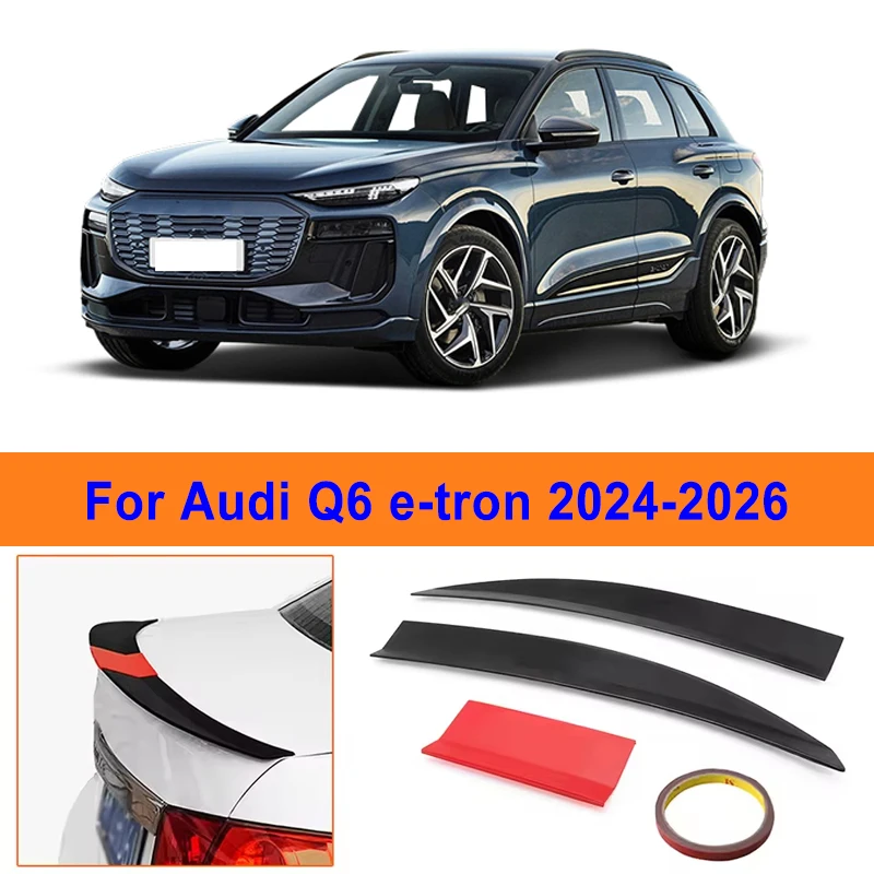 

For Audi Q6 e-tron 2024-2026 3-Section ABS Rear Trunk Spoiler 115-125cm Adjustable Sports Decor Top Wing Car Exterior Parts