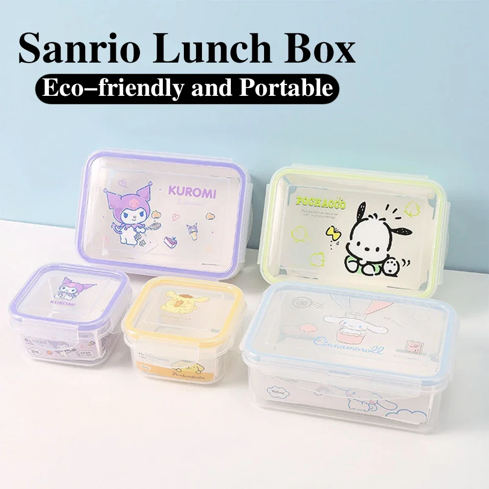 300/900ML Saniro Kuromi Cinnamoroll pudełko na Lunch studencki kreskówka ekologiczny pojemnik Bento przenośna zastawa stołowa pojemnik do przechowywania żywności