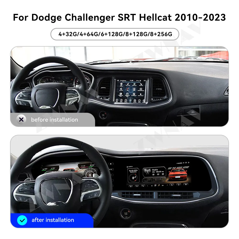 Latest LCD Digital Cluster For Dodge Challenger SRT Hellcat 2010-2023 Multimedia Player Car Radio GPS Navi CarPlay Head Unit 4G