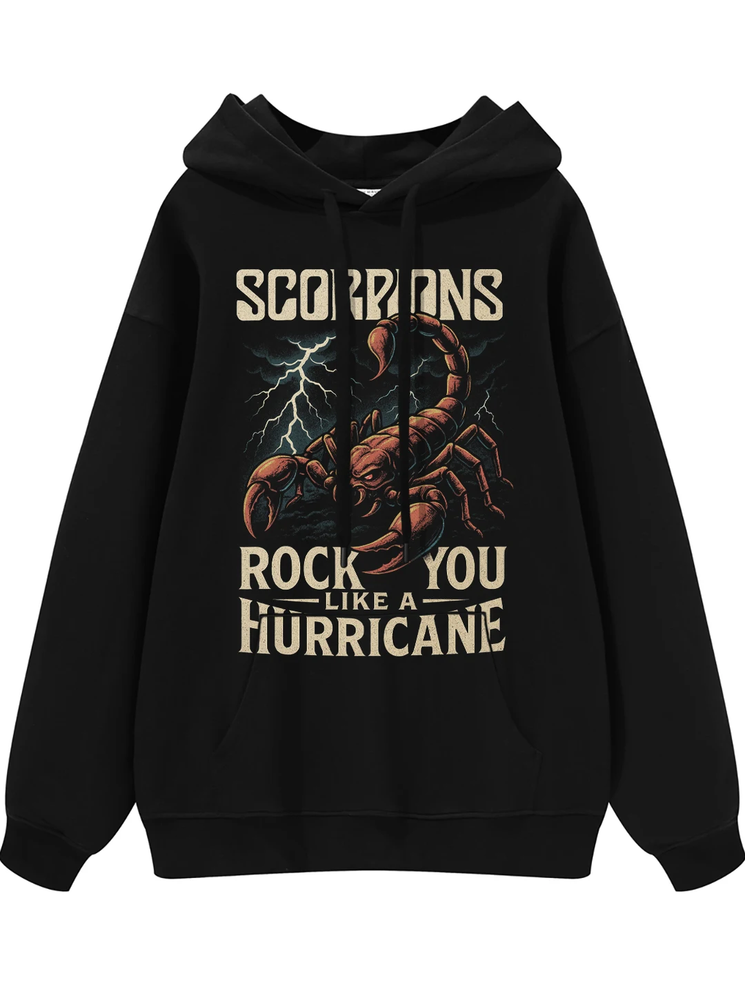 Retro Cotton Sweatshirt Scorpions Band Digital Direct Printing Loose American Casual Hoodie Breathable Long Sleeve Streetwear