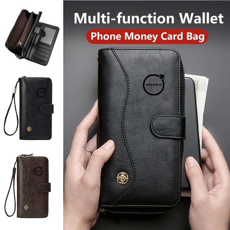 

Car Men's Card Case Wallet Coin Purse Ticket Holder Cash Bag For Volvo XC40 XC60 XC70 XC90 V40 V50 V60 V90 S60 S80 S90 EX90