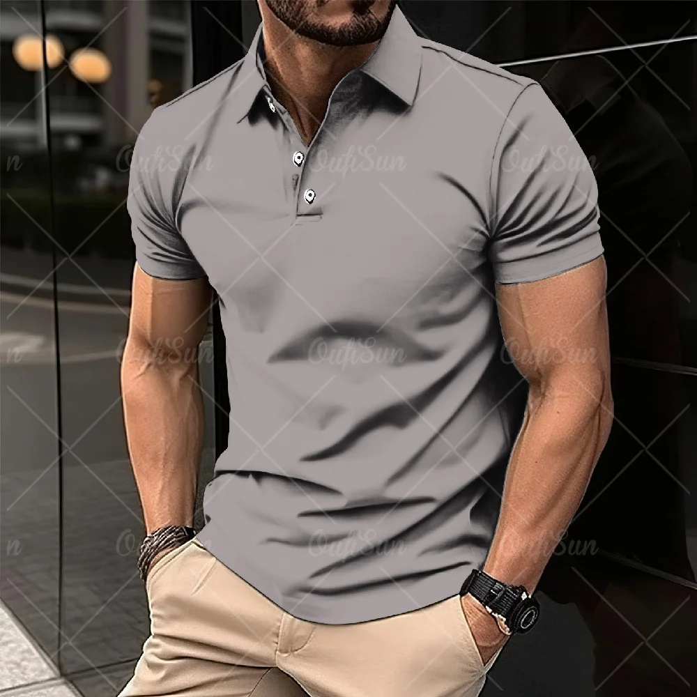 Solid Color Men\'S Polo Shirt High Quality 3d Print T-Shirt Summer Casual Short Sleeve Tops Oversized Polo Shirts Male Clothing