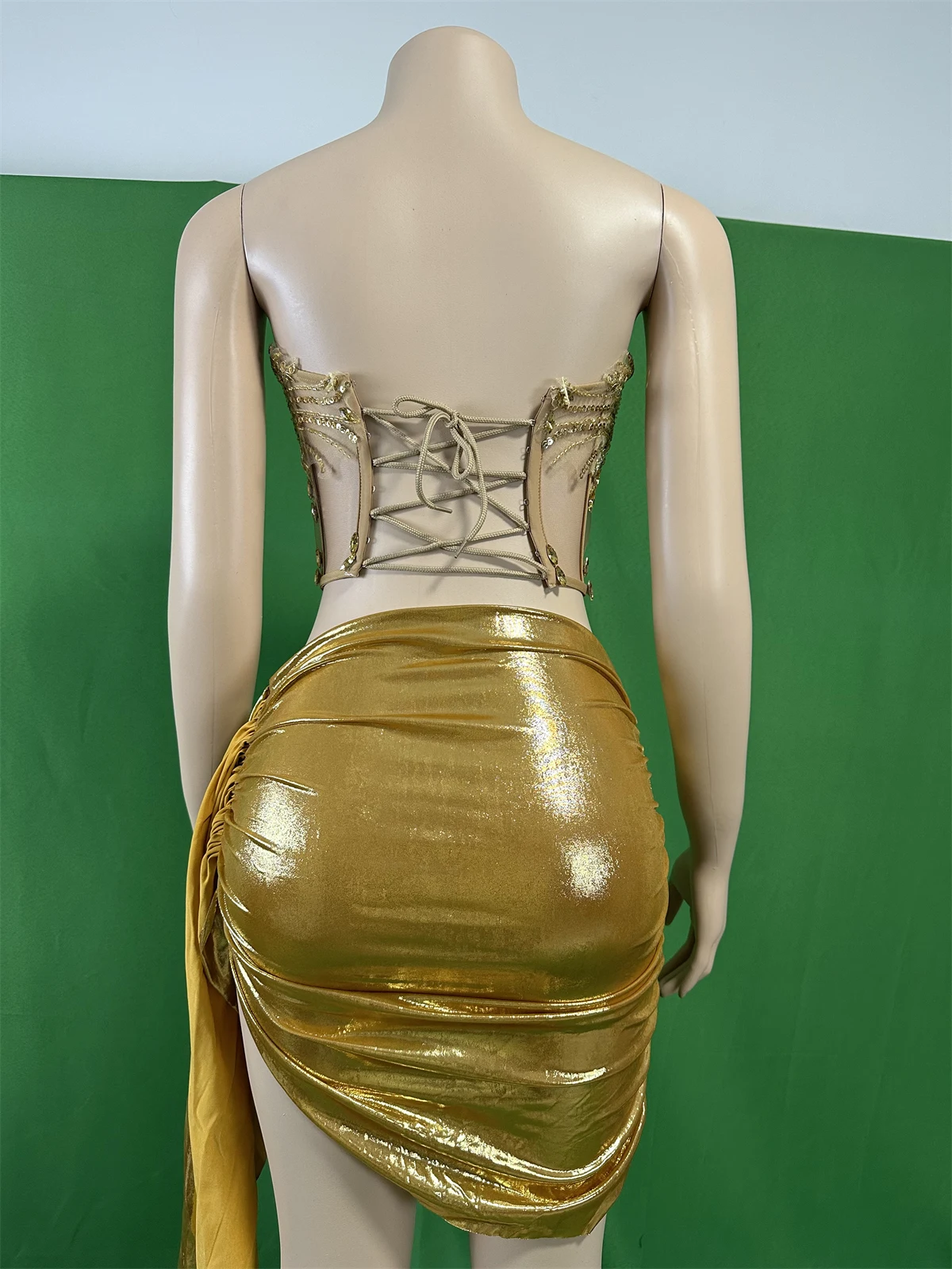 Burlesque Occasions spéciales or femmes 2 pièces ensemble de luxe strass Occasion robes de Cocktail tenue Drag Queen