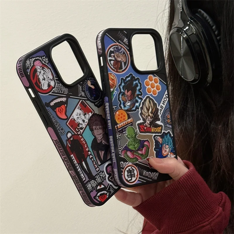 Cute Dragon Ball Phone Case for Apple iPhone 17 16 15 14 13 12 Pro Max Luxury Cartoon Anime Jujutsu Kaisen IMD Shockproof Cover
