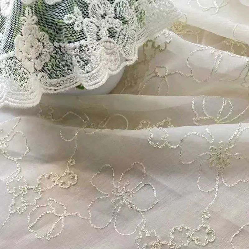 

Elegant cotton embroidery floral jacquard fabric for DIY clothes and skirts designer fabric sold by the yard