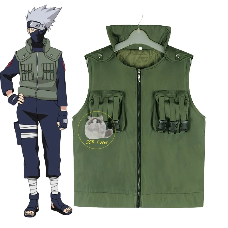 Bilibili Hatake Kakashi Cosplay Costumes Anime Naruto Uniform Ninja Clothing Halloween Costume Set for Men Vest Top Pants Mask