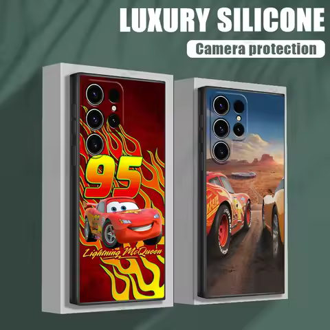 Cartoon Lightning McQueen Cars Phone Case For Samsung Galaxy S24 Ultra Cases S23 S21 S20 FE S22 Plus Note 20 Ultra Silicon Cover