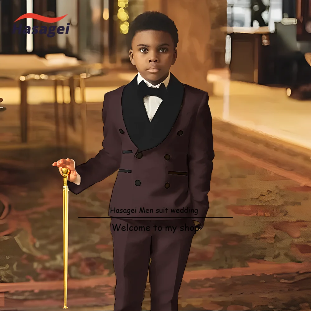 Ivory Kids Suit Wedding Boys Tuxedo 2 Piece Set Double Breasted Jacket Pants Pattern Pattern Formal Wear