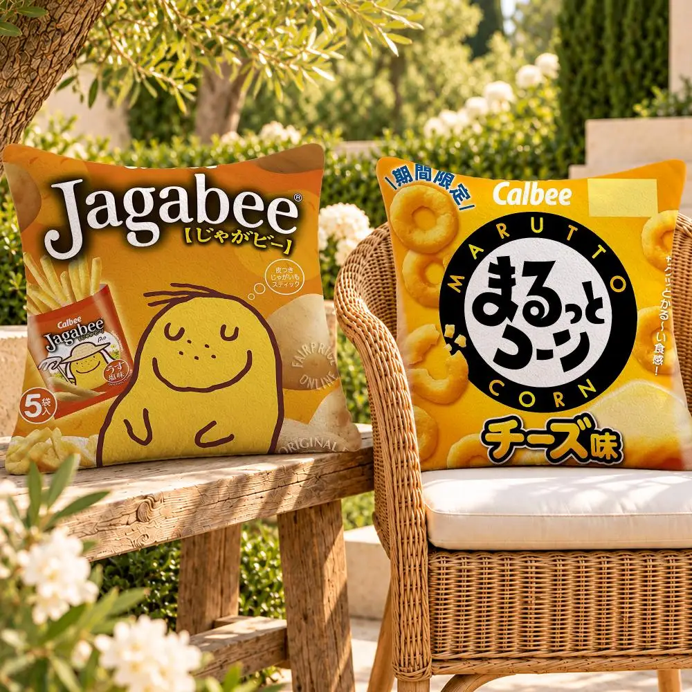 Food Crunchy Snacks Calbee Cushion Cover Soft Plush Throw Pillow Cover Washable Sofa Bed Patio Chair Home Decor