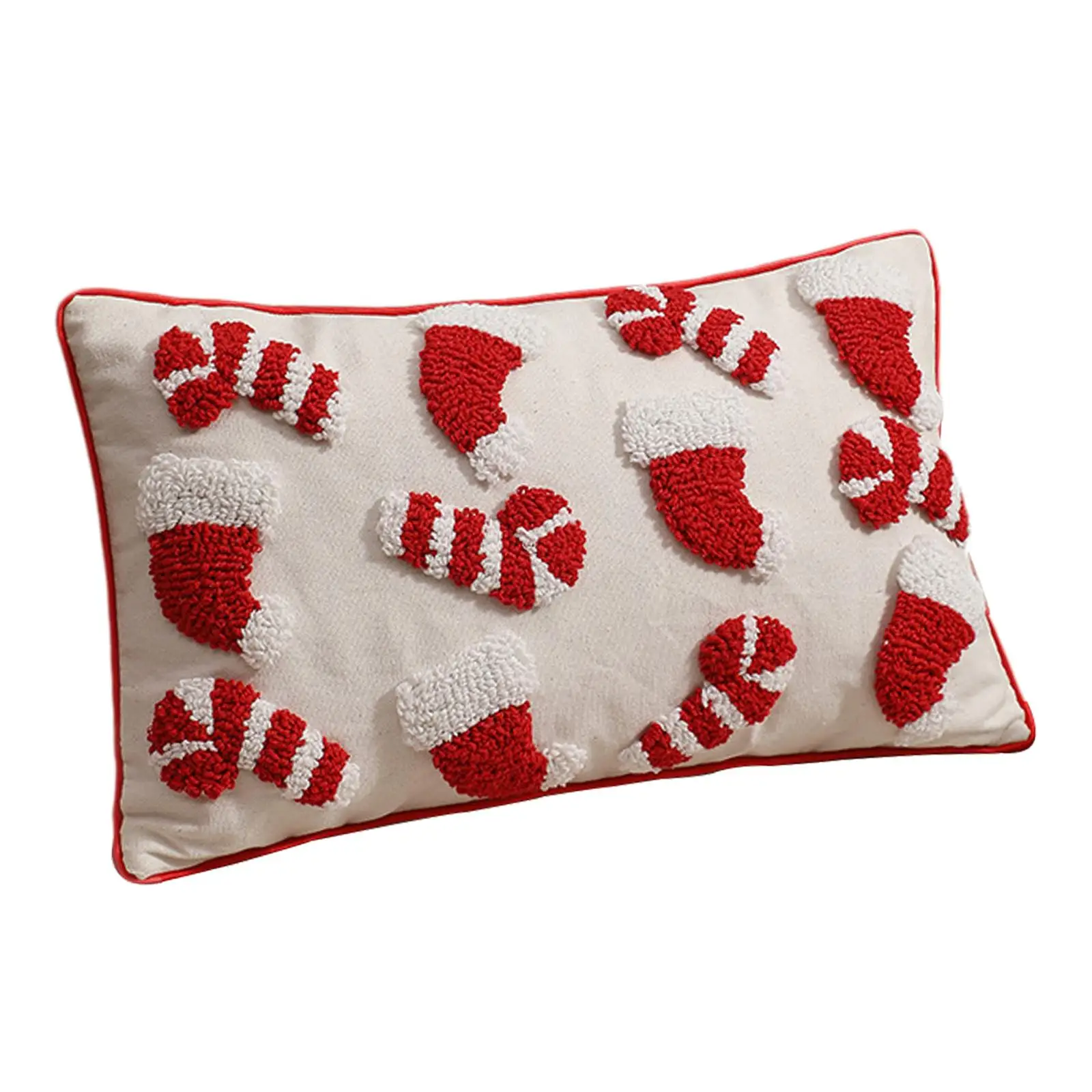 Christmas Pillow Cover Embroidered Decorative Throw Pillow Case Pillowcase Waist Cushion Cover for Couch Home Bed Xmas Bedroom