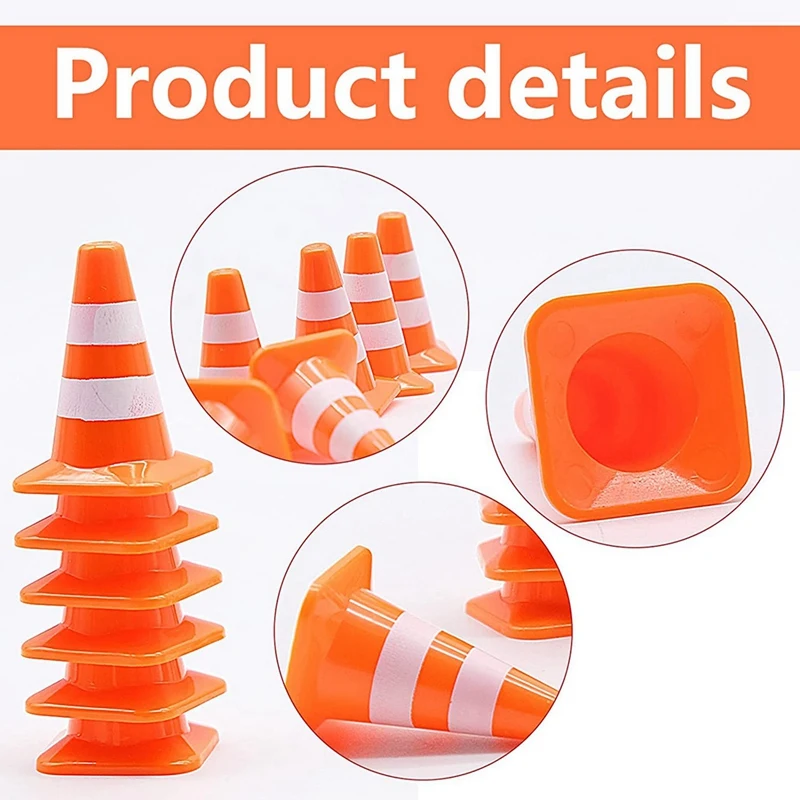 14 Pieces Mini Triangle Cone Mini Simulation Safety Cone Triangle Cone Road Parking Signs Roadblock, Small Signs