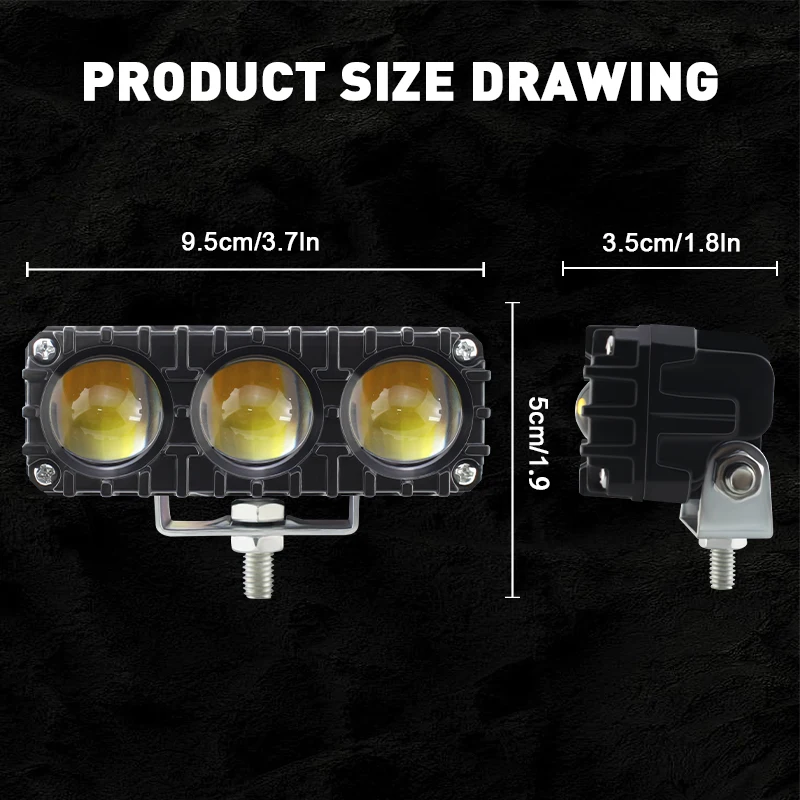 LED Motorcycle Fog Lights 18W Car Work Light Dual Color Mini Lens Spotlight for Jeep Off Road SUV Motorcycle Auxiliary Headlight