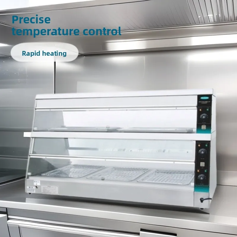 Double-layer insulation cabinet, commercial bakery cake shop display cabinet, hamburger equipment insulation cooked food table