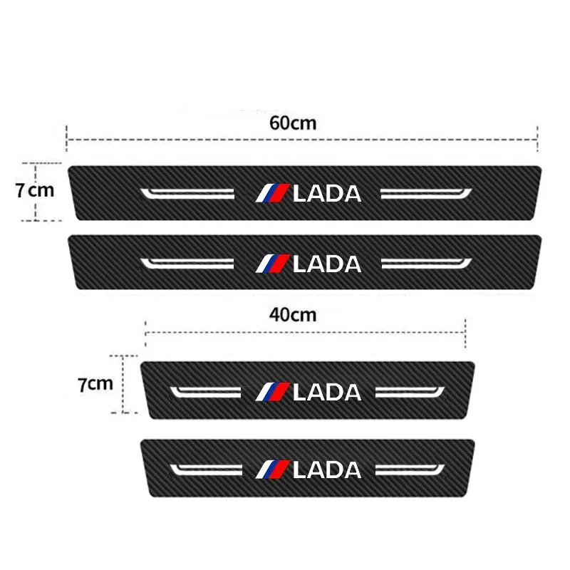 Car Carbon Fiber Door Threshold Sill Scuff Plate Decals Protector Stickers for Lada Granta Largus Pedal Guards Strip Accessories