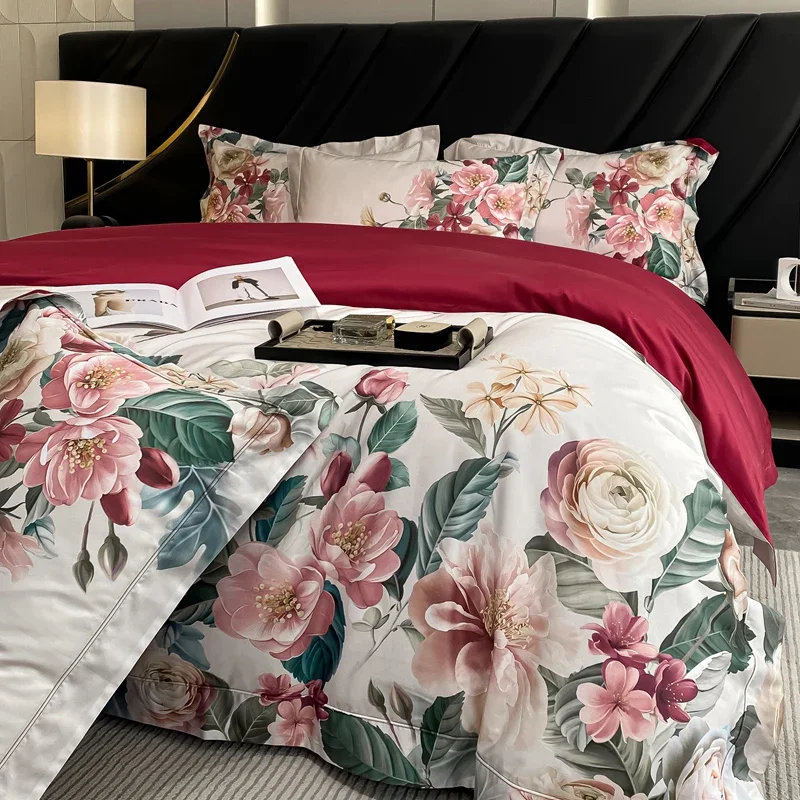 

High Definition Flowers Printing Bedding Sets Luxury 1000TC Egyptian Cotton Duvet Cover Bed Sheet Pillowcases King Queen Size