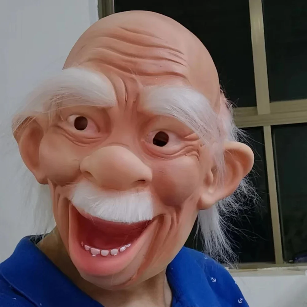 Various Realistic Old Man Mask With Wig Realistic Granny Latex Mask Scary Wrinkle Mask Halloween Cosplay Costume Prop Party Mask
