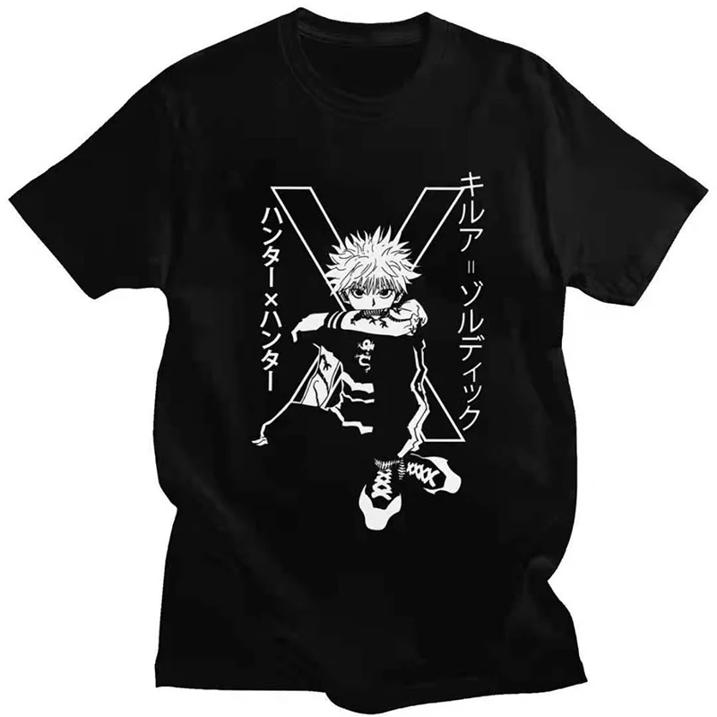 

Models Fashion High Quality 3D Digital Printing Killua Cartoon Characters Anime Clothes Couples Clothing Cotton Short Sleeves