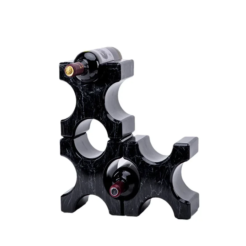 

Creative resin imitation marble pattern geometric wine rack ornament, soft decoration model room, sales department,