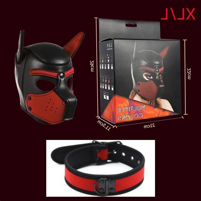 New Puppy Cosplay Costumes of XL Code Brand New Increase Large Size Padded Rubber Full Head Hood Mask Collar for Dog Roleplay
