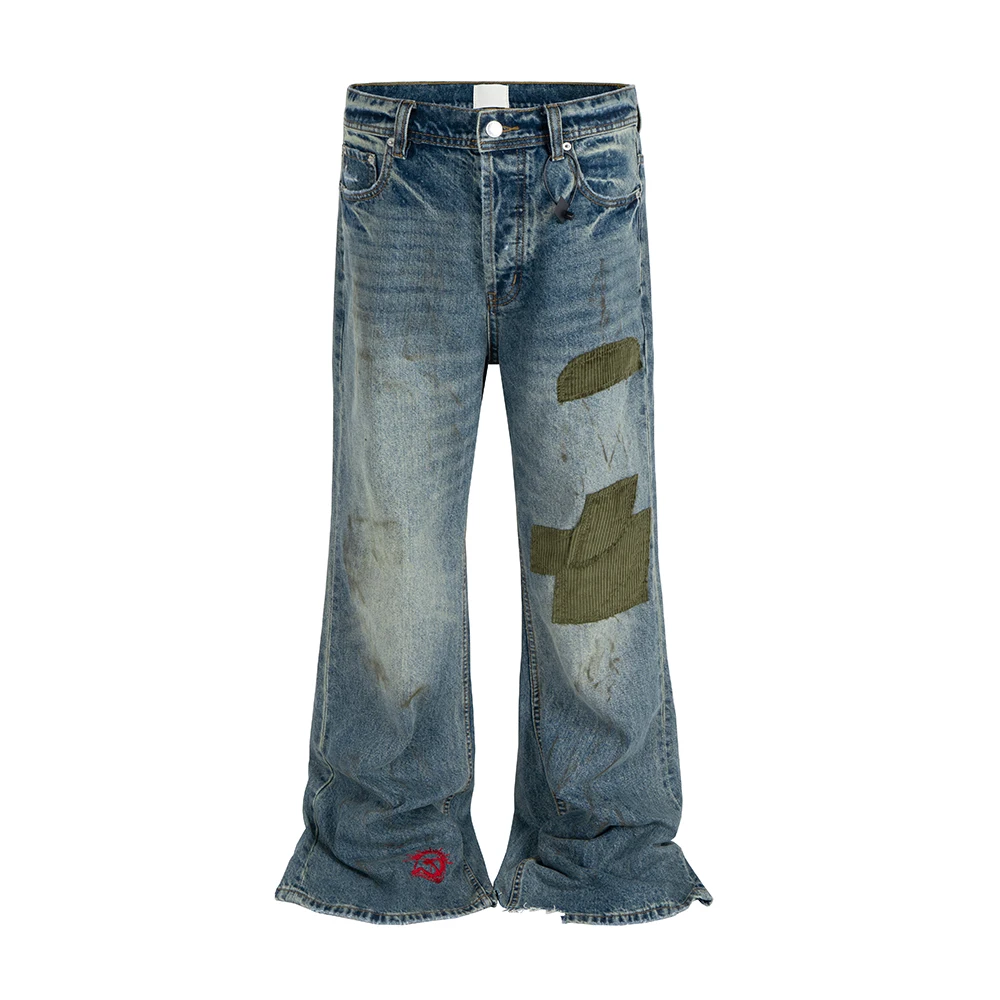 

Streetwear Wrinkle Boot Cut for Men and Women Straight Harajuku Stretch Baggy Casual Flare Pants Oversized Loose Denim Trousers