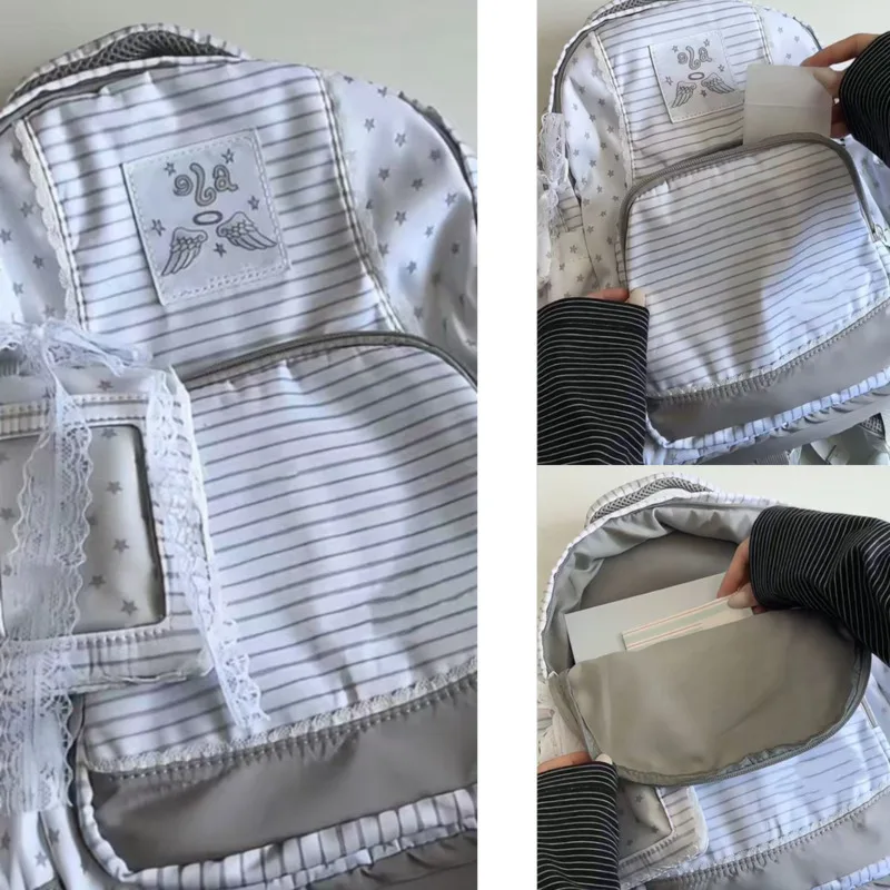 スターストライプバックパック Itabag 女性プリントジッパー防水バックパック韓国 Y2K 新学期学生キャンパスバックパック新