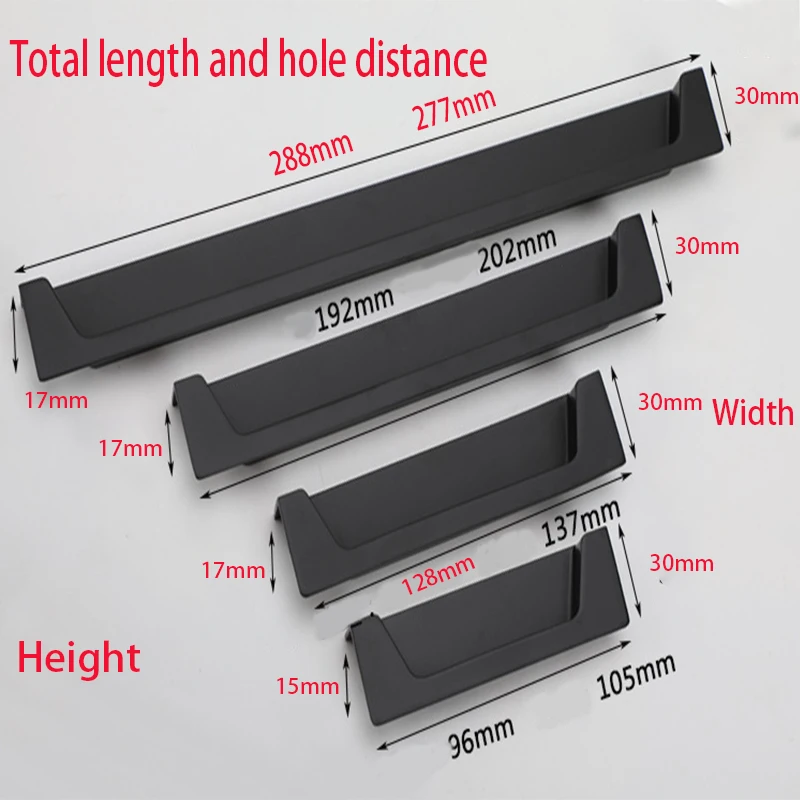 Unsichtbarer Griff für Kleiderschrank, Schrank, moderner, minimalistischer, schwarzer High-End-Türschublade, frei stanzbarer, verlängerter, versteckter Türgriffknopf