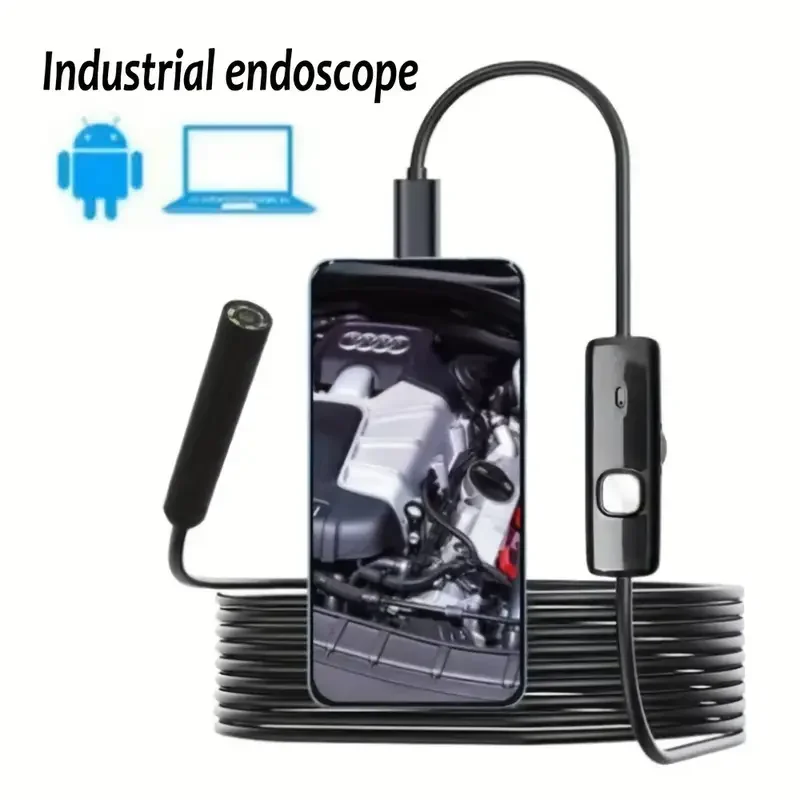 Endoscopio industriale per fognature Endoscopia per tubazioni Tipo C Mini telecamera 3 in1 Telecamera per ispezione automobilistica Periscopio per Android 1m wi