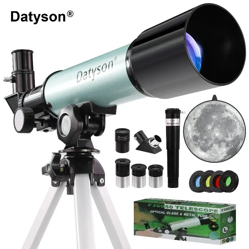 

Детский астрономический телескоп Datyson, апертура 50 мм, фокусное расстояние 360 мм, рефрактор, подходит для начинающих и детей, любящих наблюдать за звездами