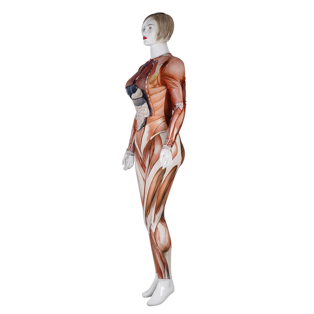 Zawaland New Halloween Costume Adult Party Cosplay Costume Bodysuit Spandex Zentai Slim Organ Pattern Muscle Jumpsuits