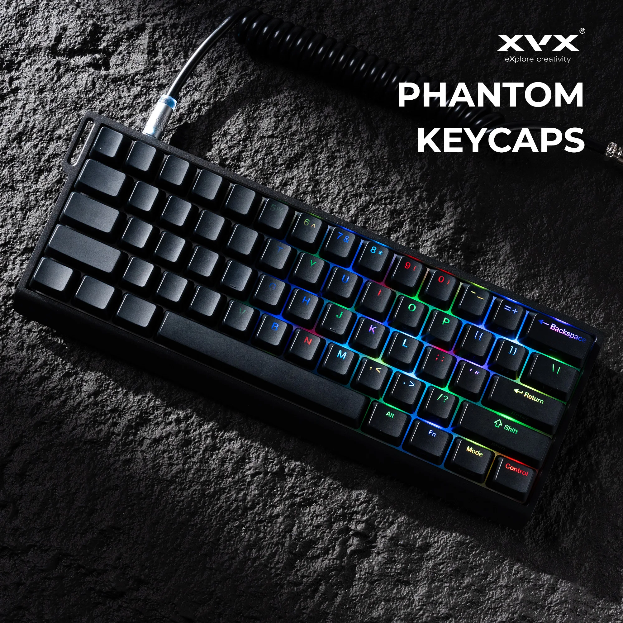 XVX Phantom Keycap Shine Through for LED Facing South/North IMD Tech Stealth Design 118 Key OEM Profile Backlit Side Printed