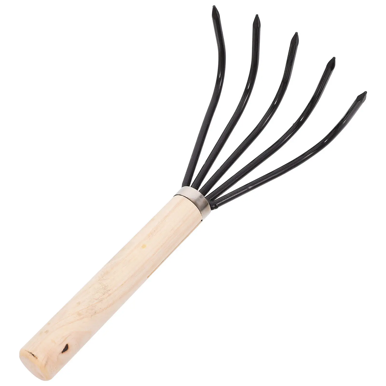 Small Gardening Rake Wooden Handle Metal Claw Rake for Beach Sand Digging Clam Shell Claw Tool Outdoor Garden Bonsai