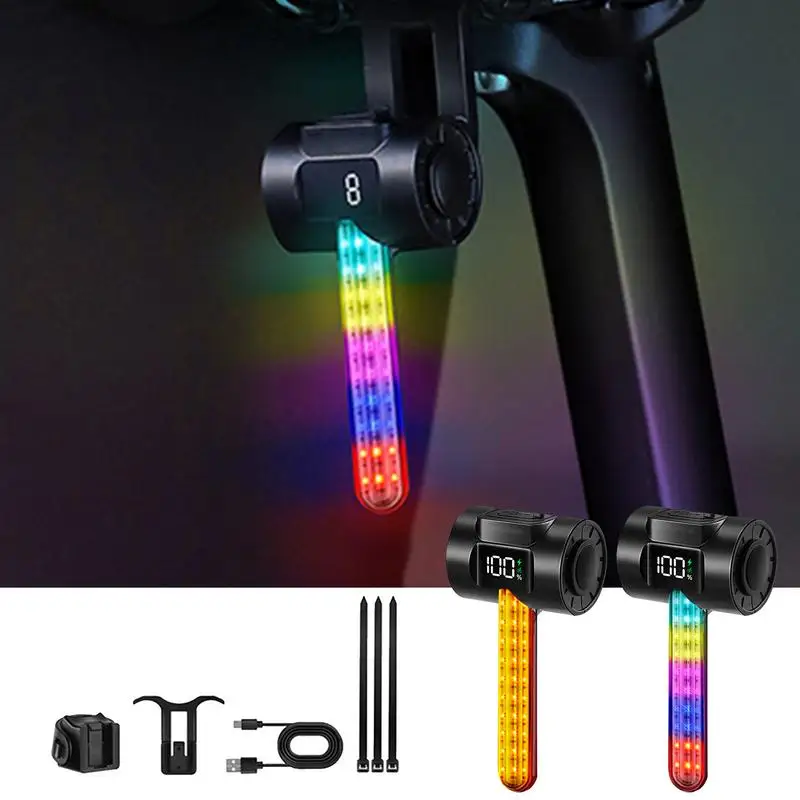 Cycling Taillight RGB Water Flows Dynamics BIKE Tail Light RGB Colorful Bicycle Rear Light Road Bike Warning Raar Lamp For Cycle