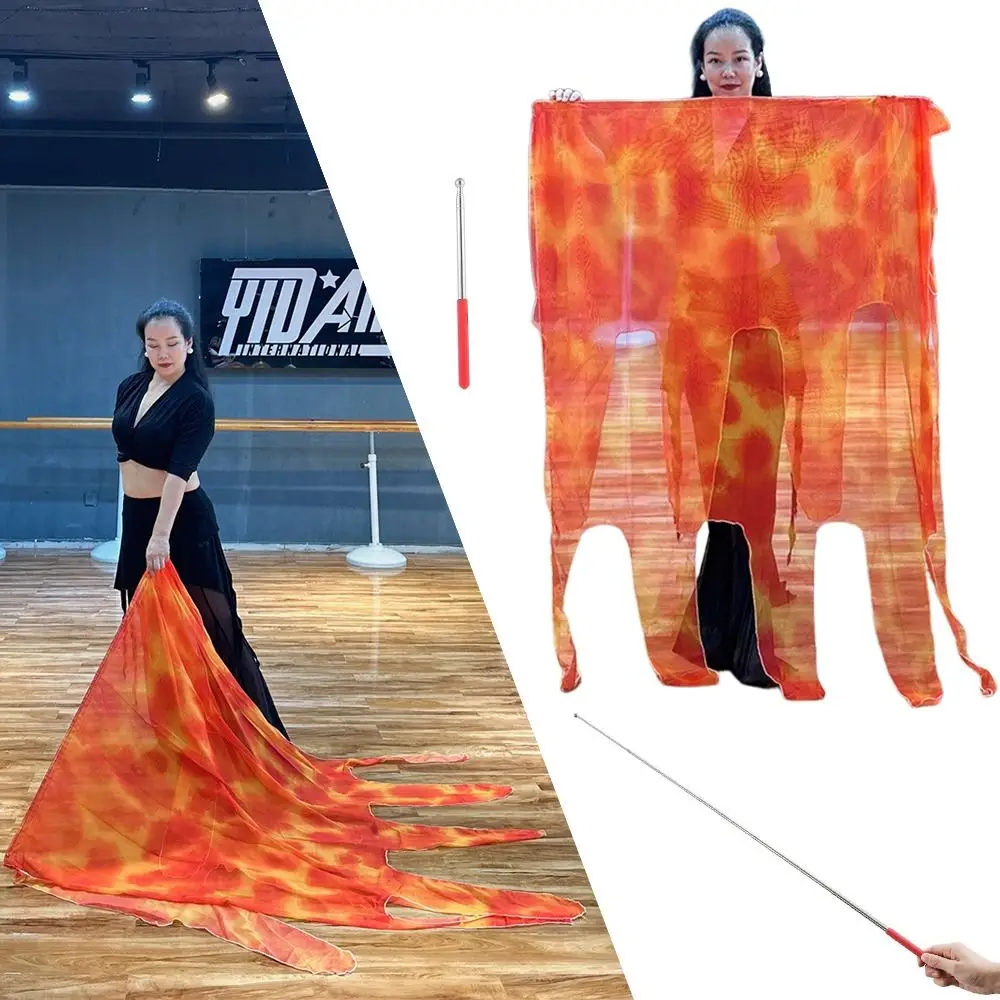 with Telescopic Sticks Belly Dance Accessories Props Multicolor Lightweight Colorful Scarves Flag Scalable Rods