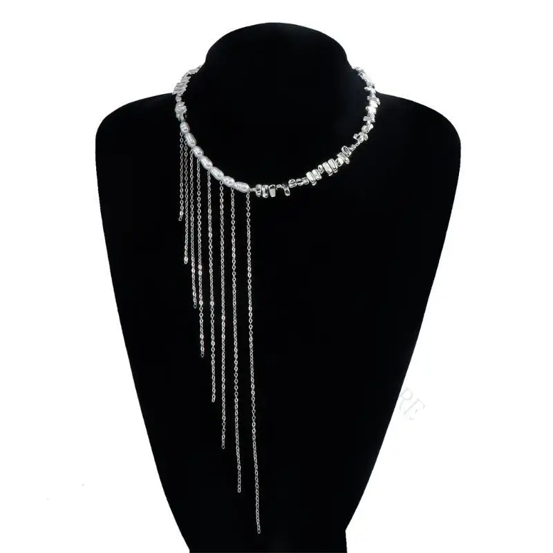 R7UF Stylish Alloy Tassels Pendant Necklace Adjustable Length Clavicle Chain Jewelry
