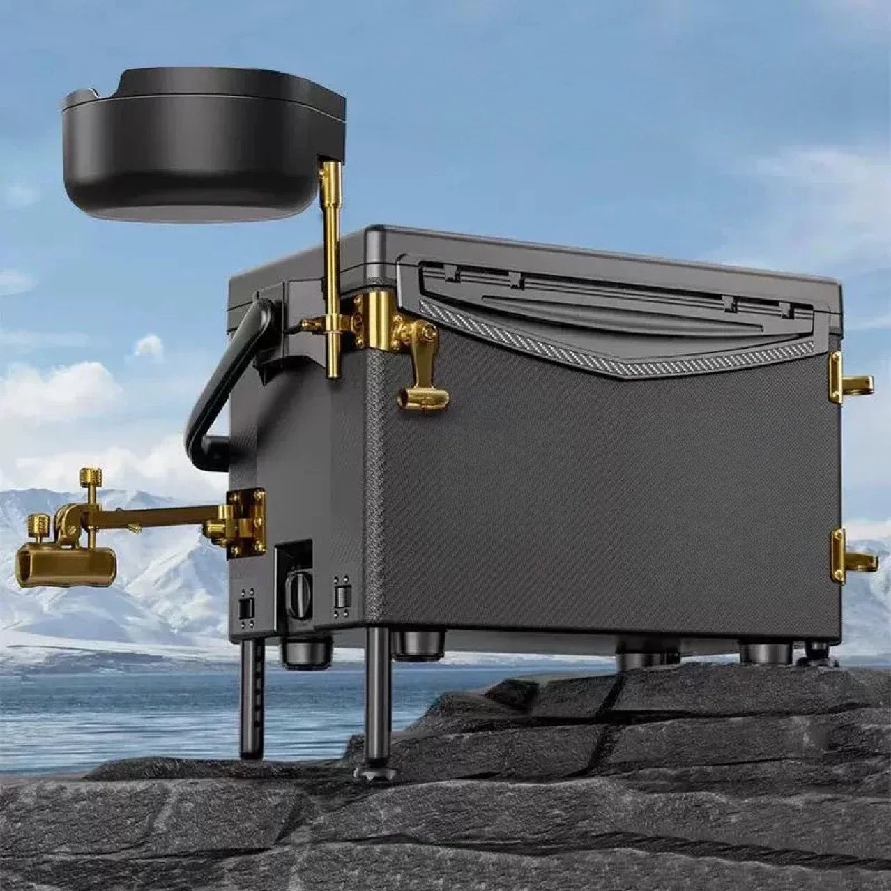 Carbon pattern cover fishing box Q33 anniversary honeycomb pattern 29 liters full set of ultra-light fishing box