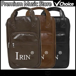 IRIN Drumsticks Bag PU Leather Drum Stick Handbag Carrying Case Backpack Music Score Book Bag Percussion Instrument Accessories