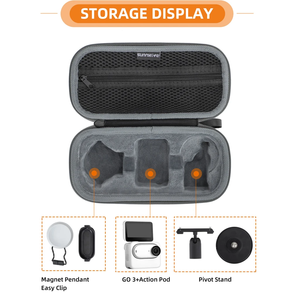 Sunnylife Mini sac de rangement pour Insta 360 GO 3 GO 3S étui de transport sac à main boîte de protection pour Insta360 GO 3 accessoires d'appareil photo