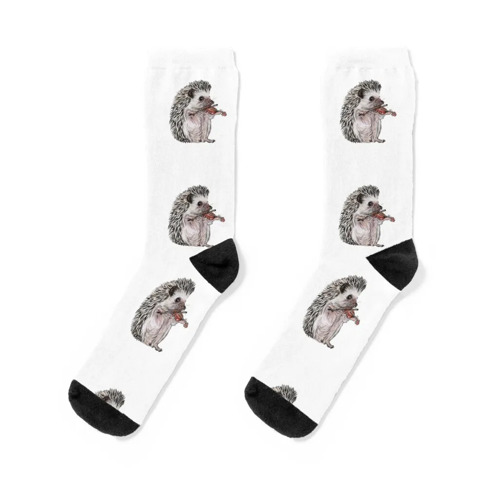 

Hedgehog violin player Socks hockey football Run gifts Men Socks Luxury Brand Women's