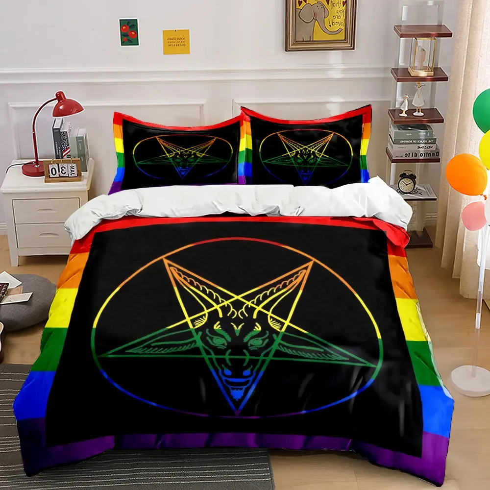 

"Rainbow Pentagram Art Set Decor" Soft Comfortable Duvet Cover Bedding Set Included 1*Duvet Cover & 2*Pillowcases, gift